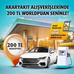 4 adet 1.000 TL ve üzeri akaryakıt alışverişinize 200 TL Worldpuan!