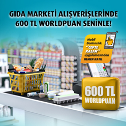 Gıda marketi alışverişlerinize 600 TL Worldpuan!