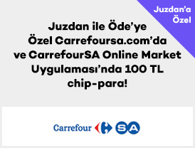 Juzdan ile Öde’ye Özel Carrefoursa.com’da ve CarrefourSA Online Market Uygulaması’nda 100 TL chip-para!