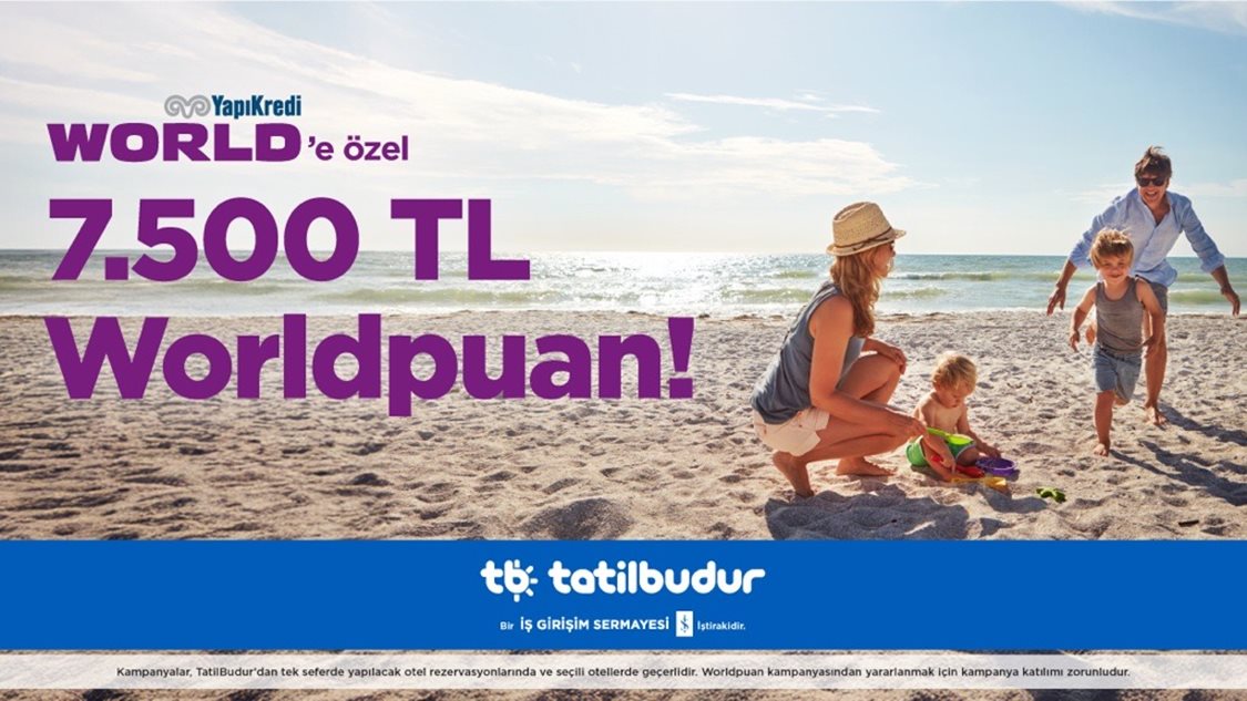 TatilBudur’dan yapılacak rezervasyonlarda 7.500 TL’ye varan Worldpuan!